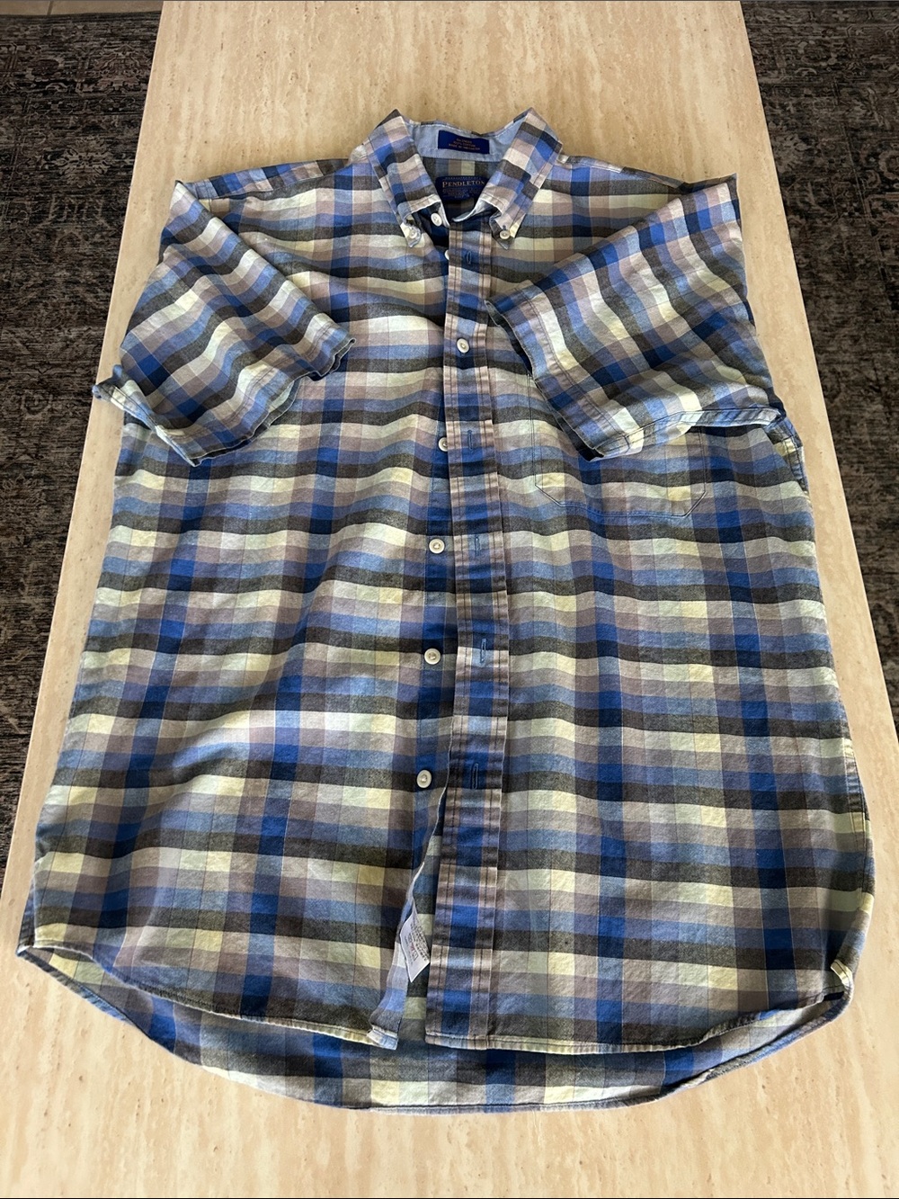 Pendleton Blue and Gray Plaid Button-Down Shirt
